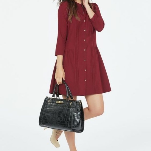 JustFab Pintuck Peasant Dress NEW S - Picture 2 of 8